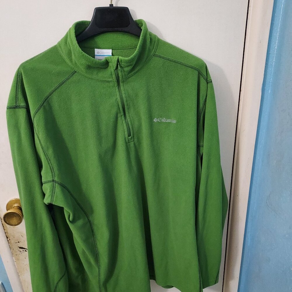 Columbia Long Sleeve Fleece Pullover,1/4 Zip, Men's, Green, 2XL